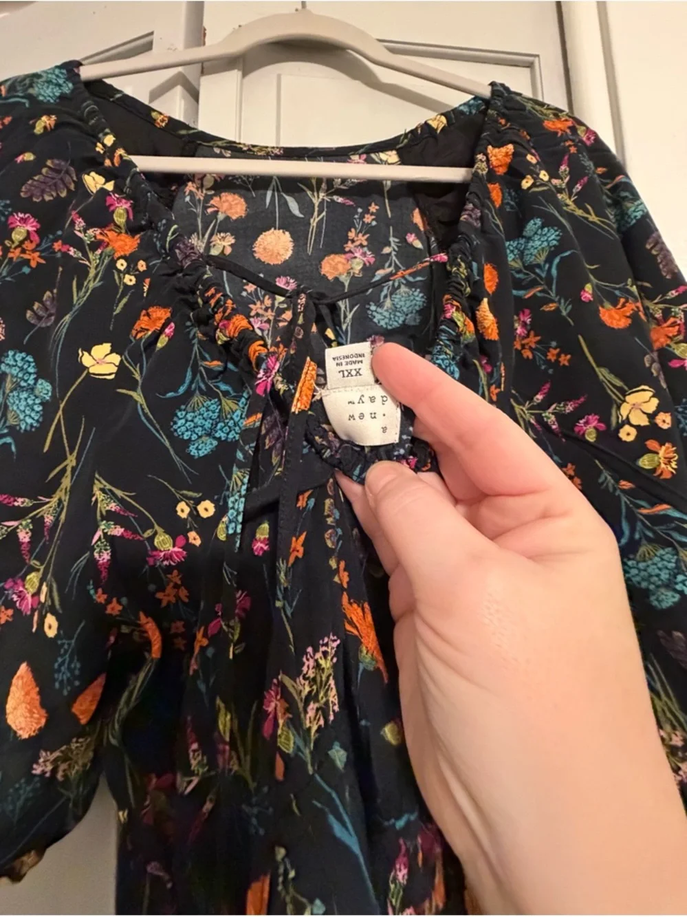 a new day Black Floral Midi Dress with Puff Sleeves - Picture 6 of 6